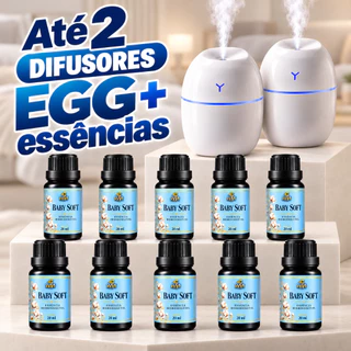 Kit Umidificador Difusor Aromatizador Ambiente Egg com Essências 20ml Aromaterapia Oléo Essencial