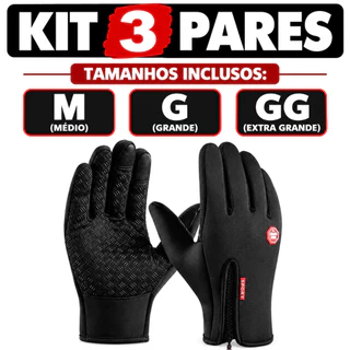 Kit 3 pare Luva Térmica Impermeável Moto E Bike Touch Screen Antiderrapante Unissex Para Frio Ciclismo Esportes E Trilha