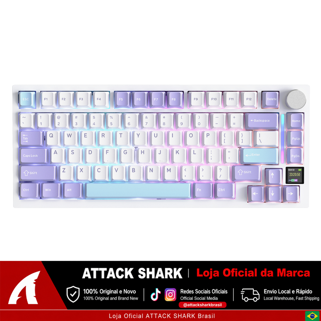 ATTACK SHARK X820 ULTRA Teclado Mecânico 75% Gasket, TFT, Knob, Hot ...