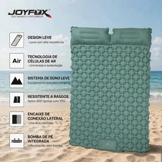 Colchão Portátil Casal Inflável Automático Praia 190x120x5cm Impermeável Secagem Rápida Compacto Com Travesseiro JOYFOX