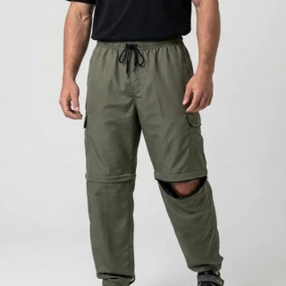 NOVIDADE Calça Cargo que vira Bermuda 6 bolsos funcionais Skate Streetwear Retro