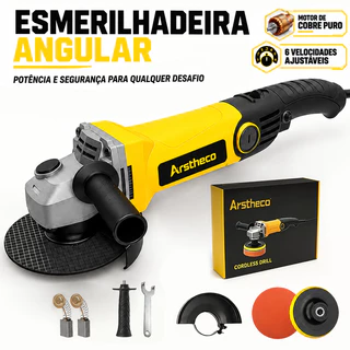 Politriz Lixadeira Esmerilhadeira 900w 4.1/2 110v/220v Multifunções 6 Velocidades com Kit Completo
