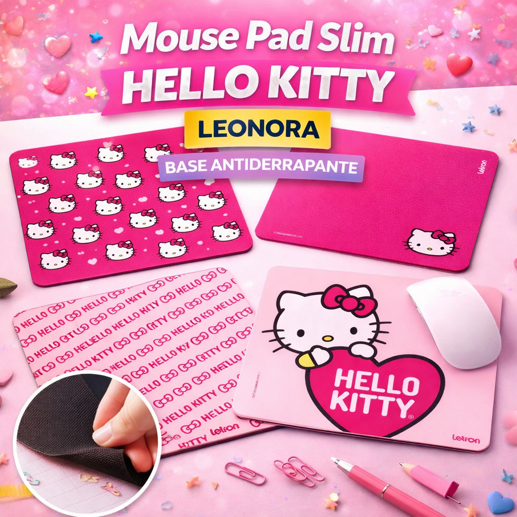 Mouse Pad Slim Hello Kitty Leonora Base Antiderrapante Superfície Lisa ...