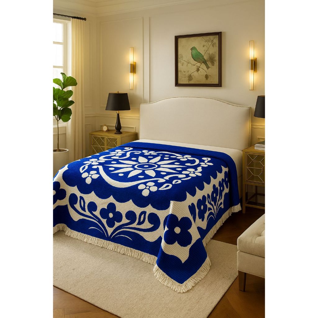 Colcha Chenille Casal Padrão 2,20m x 2,40m Manta Canelada