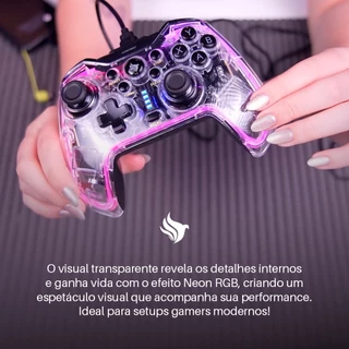 Controle Pichau Glower X1, PC/Switch/PS3/ Android, Transparente, PG-GLWX-BL01