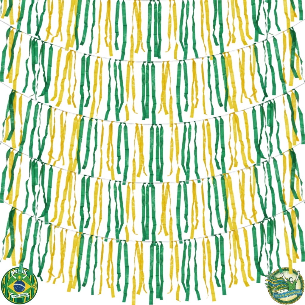 Kit 50 Metros Cordão Fitinhas Decorativas Varal Faixa Verde E Amarelo Brasil em Oferta na Shopee
