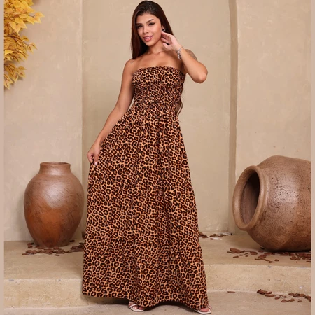 Vestido Tropical Longo Tomara que Caia Estampado – Moda Feminina 2026 ENTREGA INMEDIATO