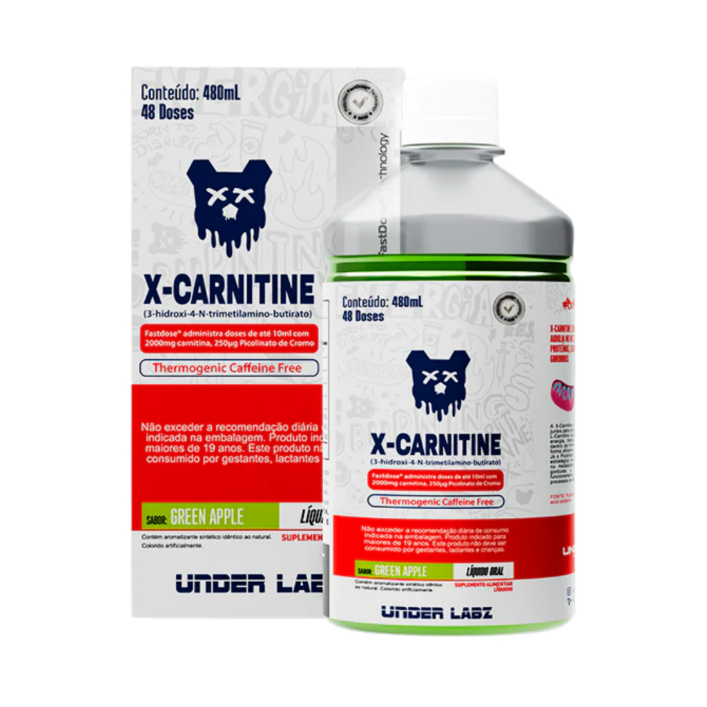 l carnitina é termogenico X Carnitine Liquido Under Labz Termogênico Sem Cafeína L-Carnitina  Picolinato de Cromo 480ml 48 Doses C/ Aplicador