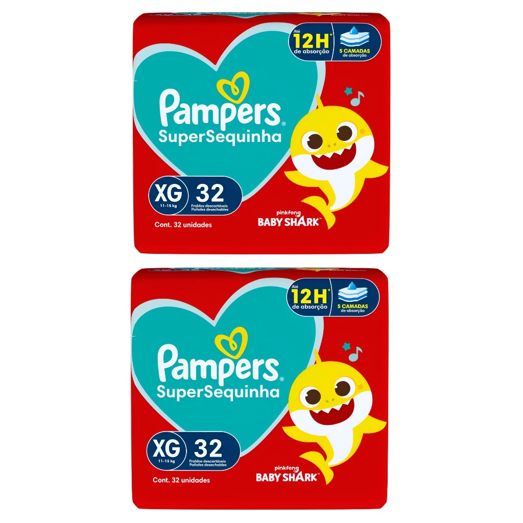 2 Pacote de Fralda Pampers Super Sequinha XG 32 unidades cada | Shopee ...