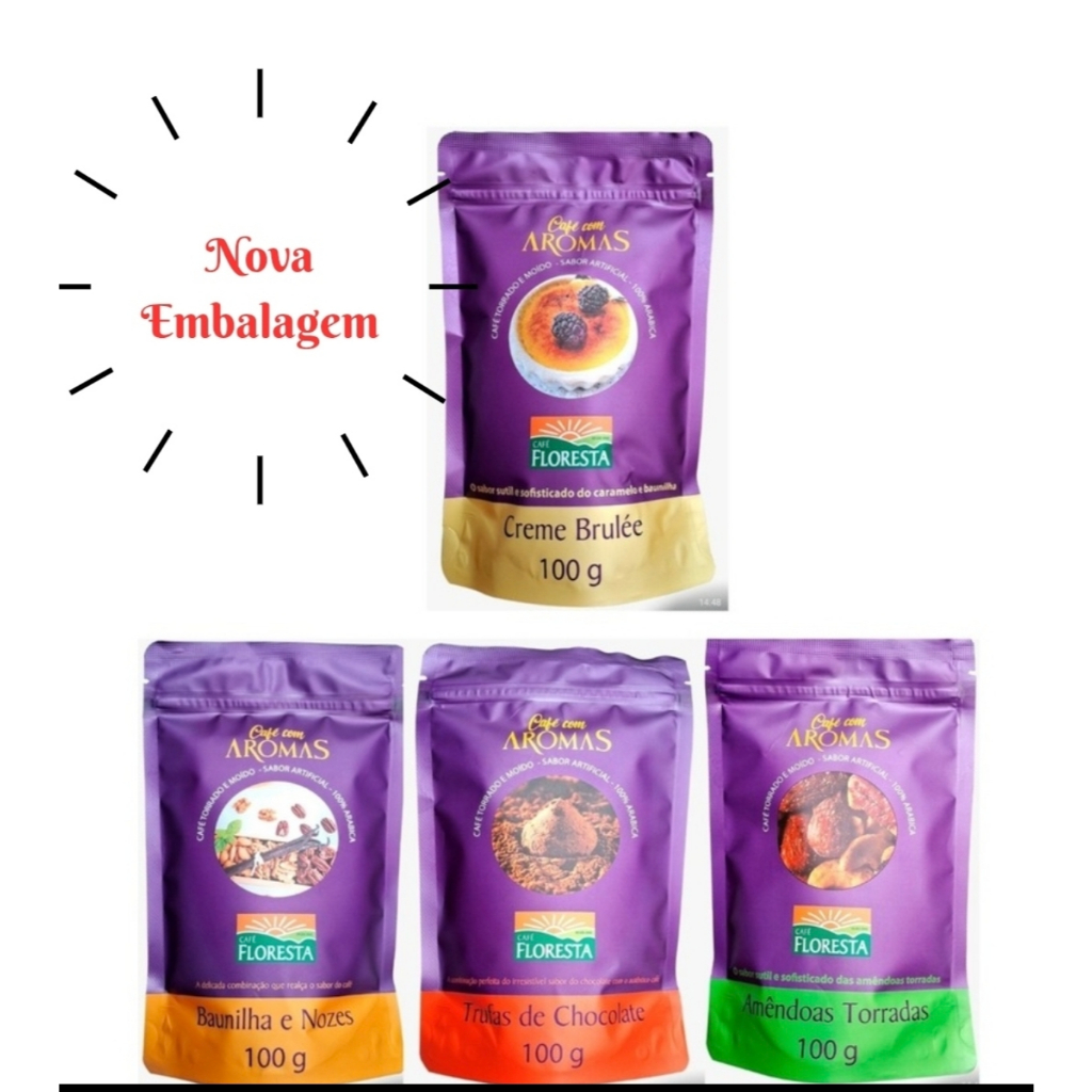 Kit Café Floresta Aromatizado 4 Cafés Aromatizados Gourmet