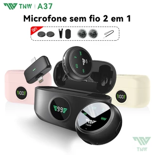 TNW A37 2 em 1 Microfone de Lapela Sem Fio Microfone Magnético Type C & Lightning com Cancelamento de Ruído