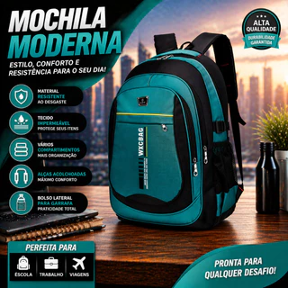 Mochila Masculina Impermeável Faculdade Resistente Grande