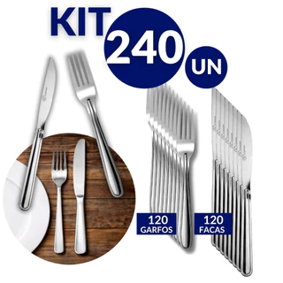 Kit Faca e Garfo de Mesa Aço Inox para Casa Restaurante Festas Igreja Condominio Bar Buffet