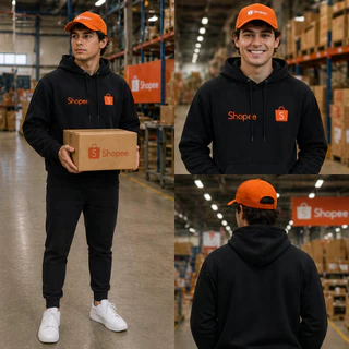 Moletom Parceiros Shopee Entregador Algodão Liso Premium Confortável Unissex Casual Streetwear Moda Inverno 🔥 Envio 24h