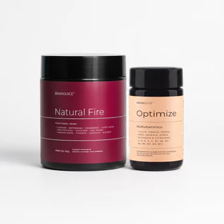 Pré Treino Natural Fire + Multivitamínico Vitamina D2000ui Optimize - BrainJuice
