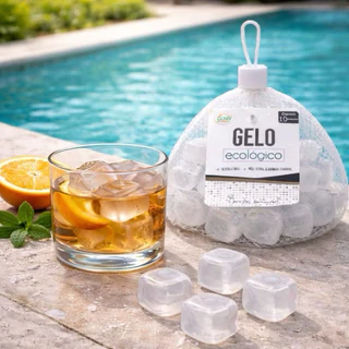 Cubo de Gelo Artificial Ecológico Reutilizável Transparente para Whisky Drinks e Bebidas - Não Derrete, Não Altera Sabor