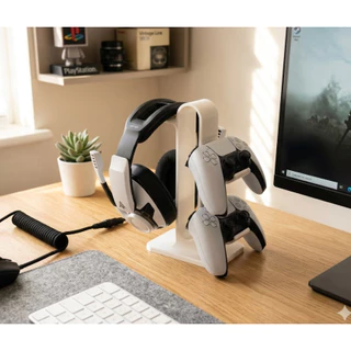 Suporte Base Para 2 Controles e Fone Headset 3 em 1 Universal PS5 XBOX SWITCH GAMESIR e Outros