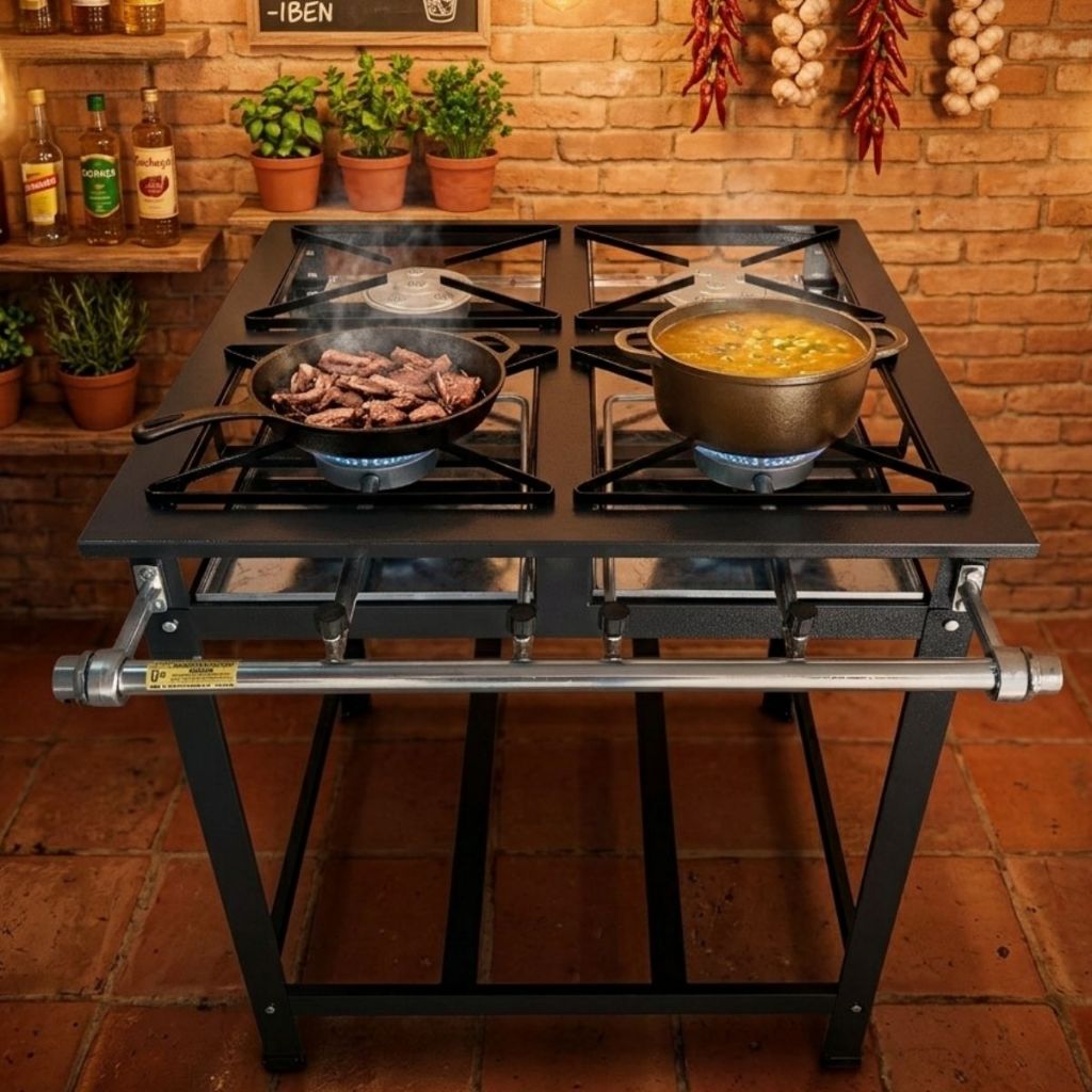Fogão Industrial 4 Bocas Alta Pressão - Perfeito para Casa e