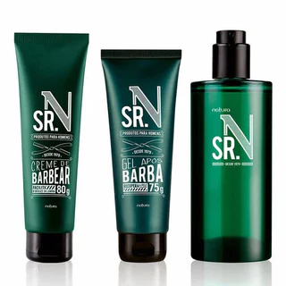 Kit Natura masculino Sr. N - 1 gel pós-barba, 1 colônia 100ml e 1 creme de barbear
