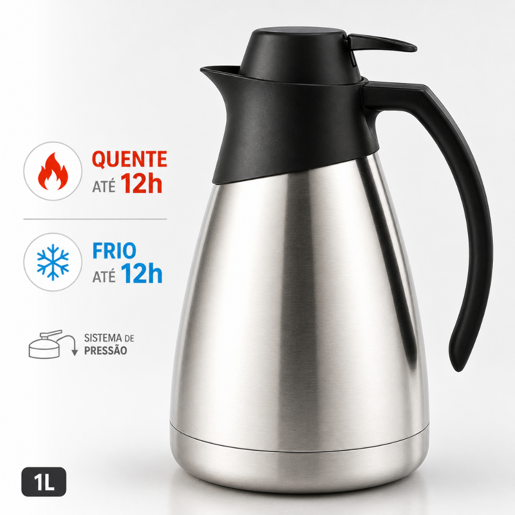 Vittak Garrafa Térmica Inox 1 Litro com Gatilho de Pressão B