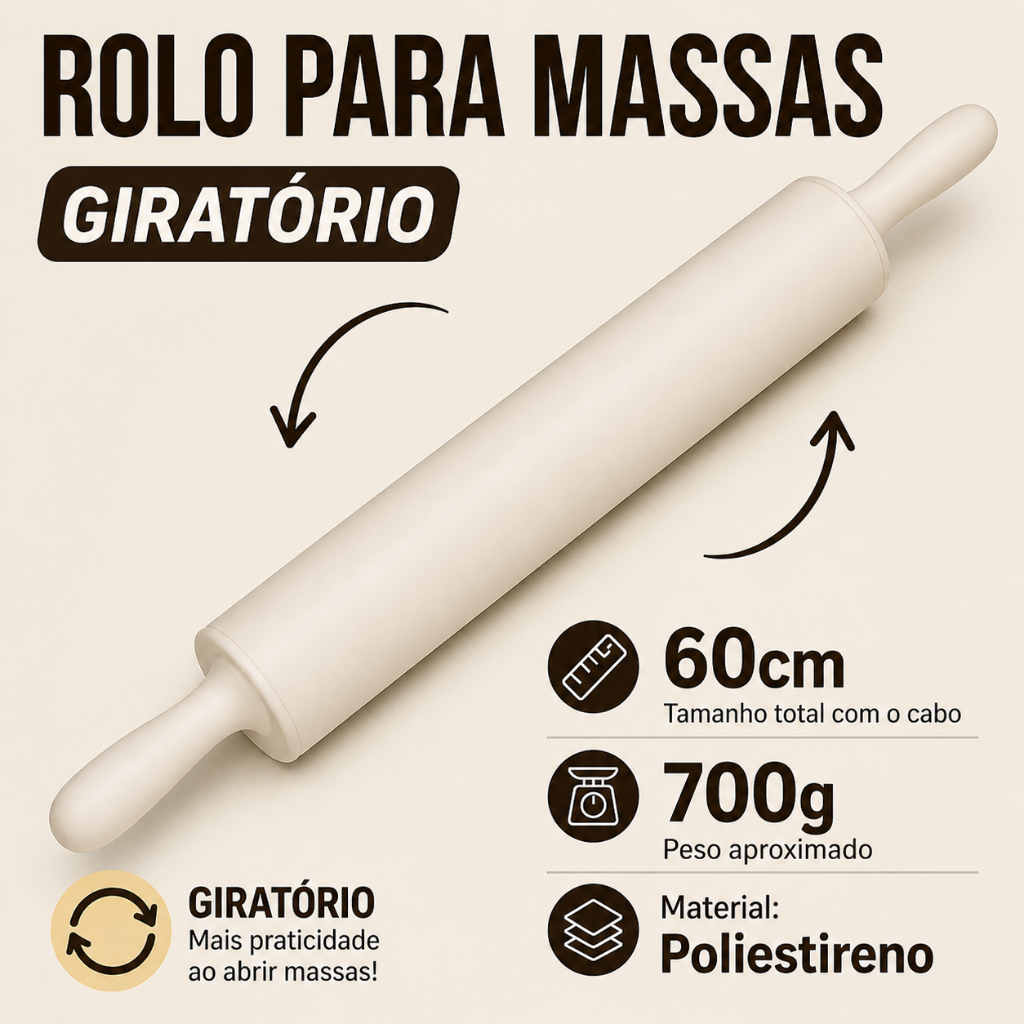 Rolo Para Massas Profissional 40cm