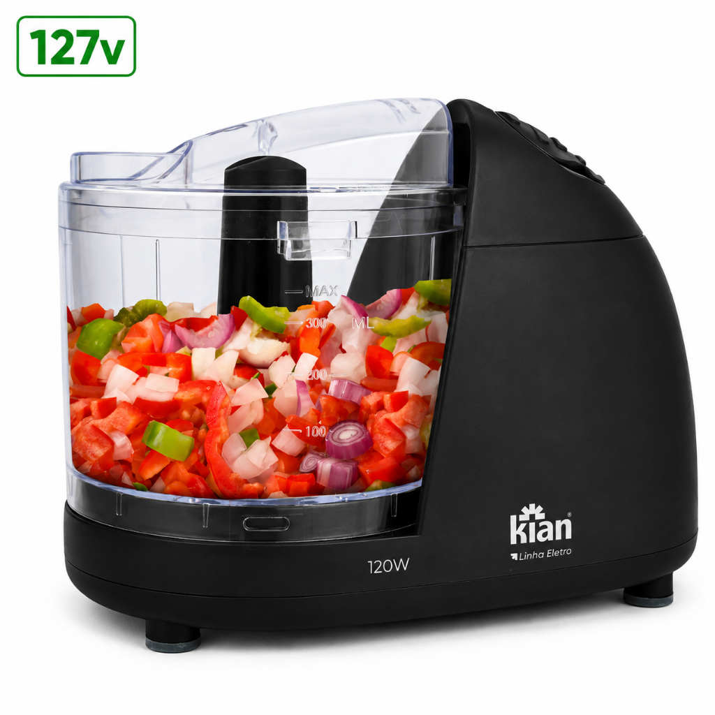 Mini Processador de Alimentos Kian 120W – Preto | 500 ml | T