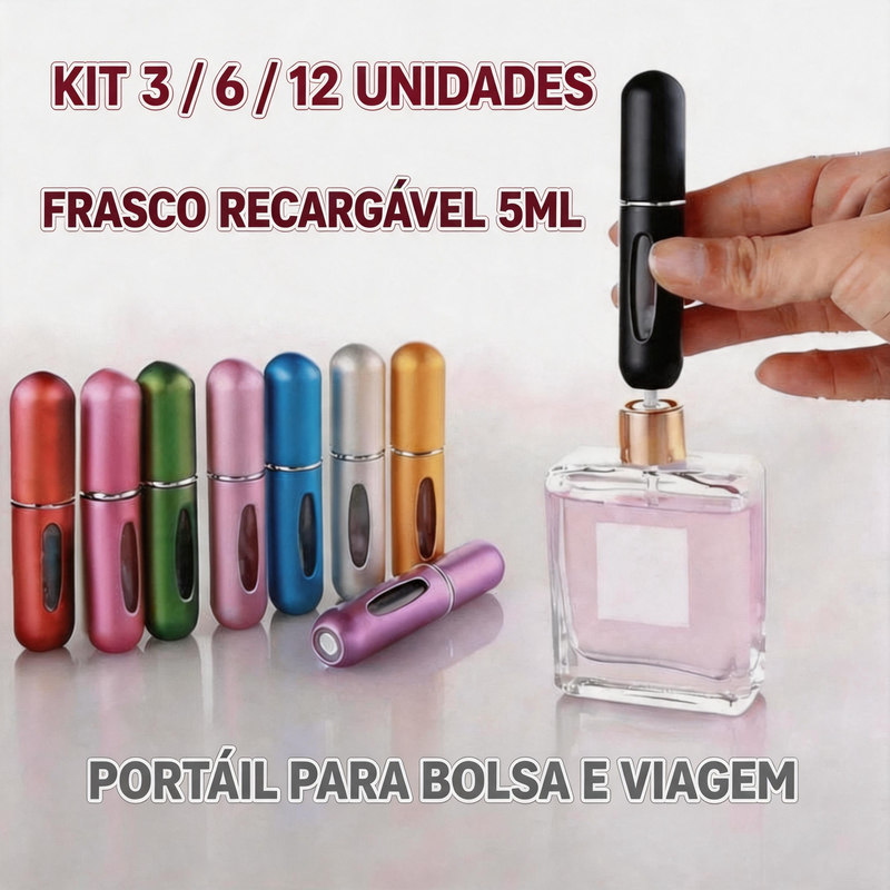 Kit 3 Spray de Perfume Recarregável 5ml Portátil