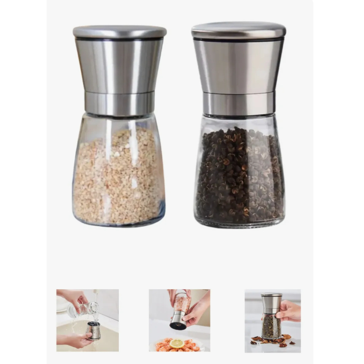 Kit 2 Unidades Moedor Sal Pimenta Tempero Manual Aço Inox