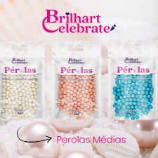 Confeito Pérolas com e sem Glitter Brilhart Celebrate 50g - 