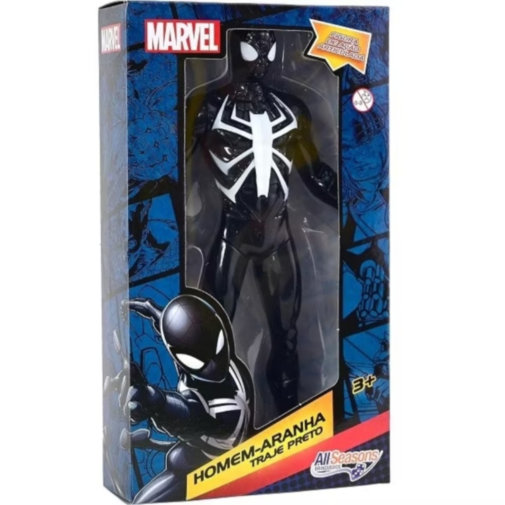 Boneco Marvel Homem Aranha Traje Preto All Seasons 22cm | Shopee Brasil