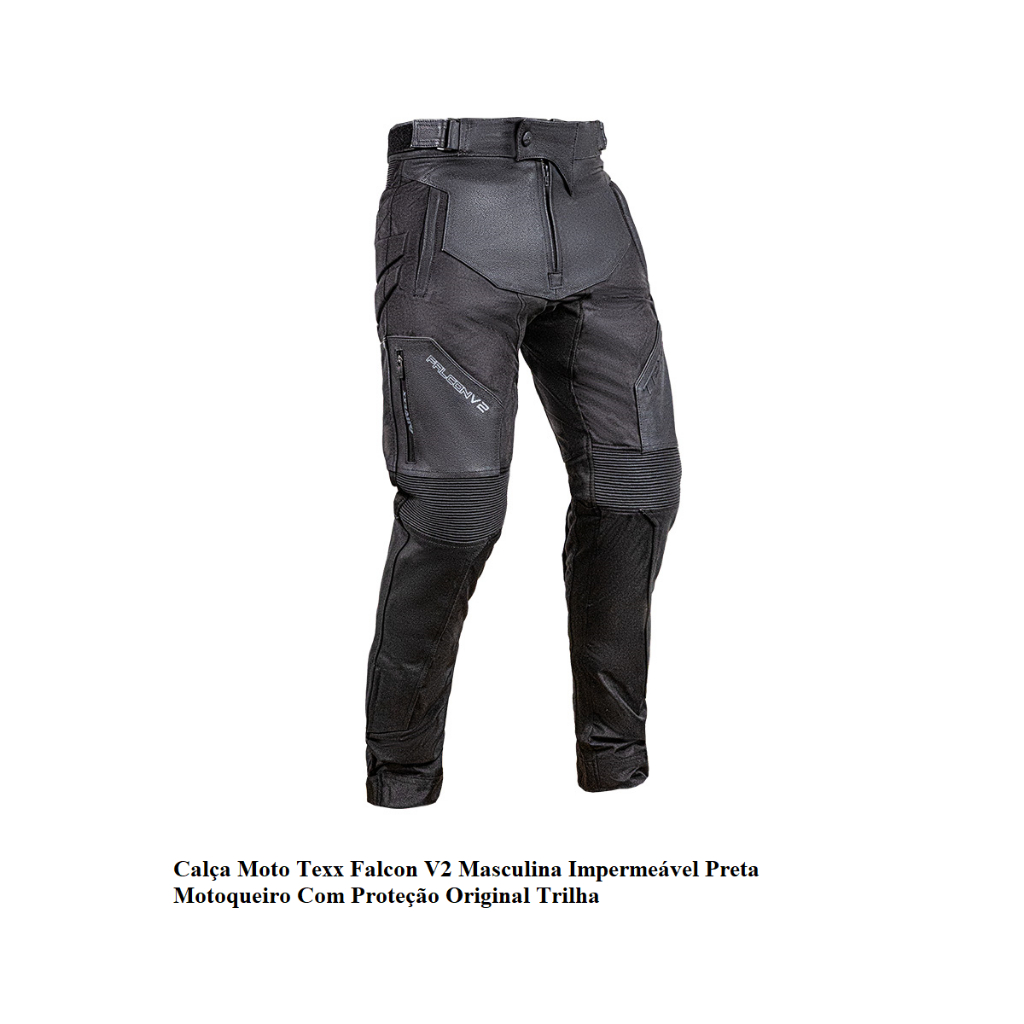 Calça Moto Texx Falcon V2 Masculina Impermeável Preta Motoqueiro Com ...