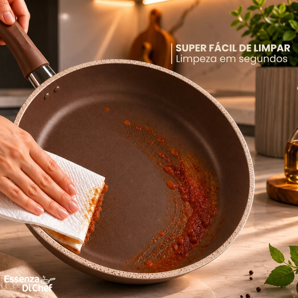 Conjunto de Panelas 10 Peças Alumínio Antiaderente Cappuccino Com Utensílios e Tampa de Vidro