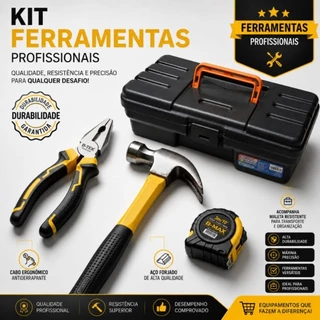 Kir Ferramentas 4 PC Alicate Universal - Martelo - Trena - Maleta