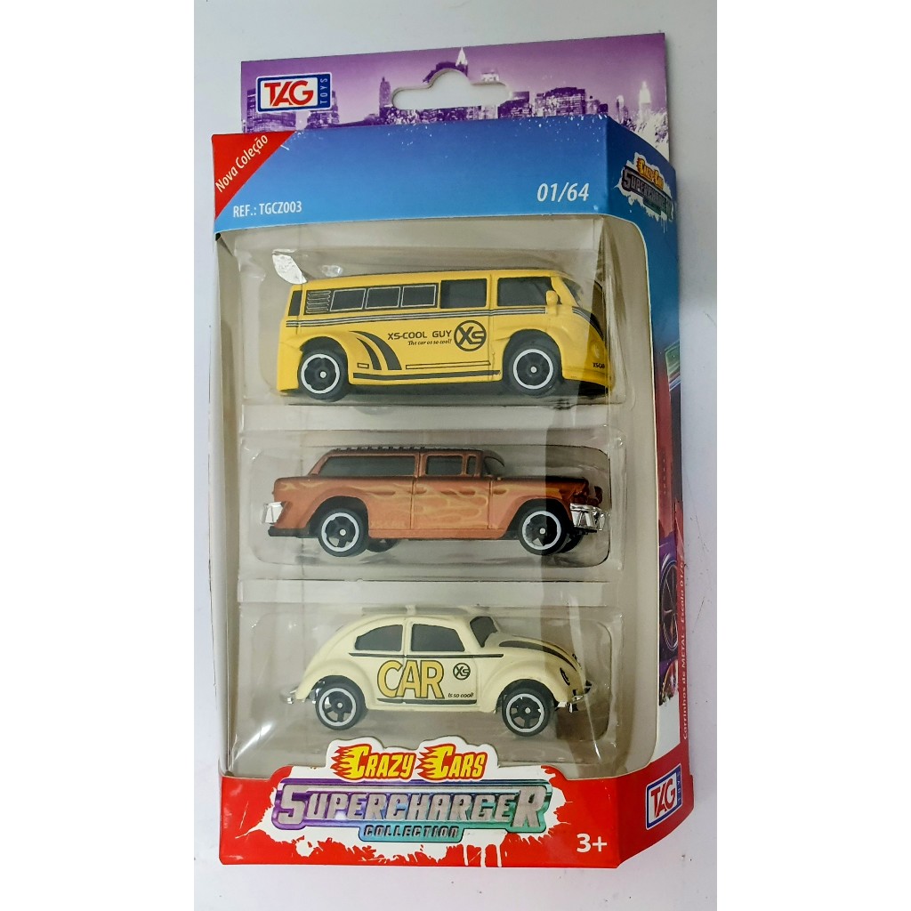 TAG TOYS - CRAZY CARS - PACK VOLKSWAGEN KOMBI/FUSCA+ MINIATURA