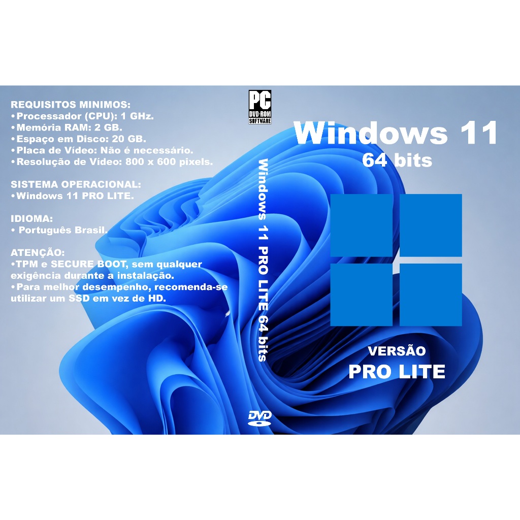 Windows 11 Pro Lite - 64 bits - DVD/PC | Shopee Brasil