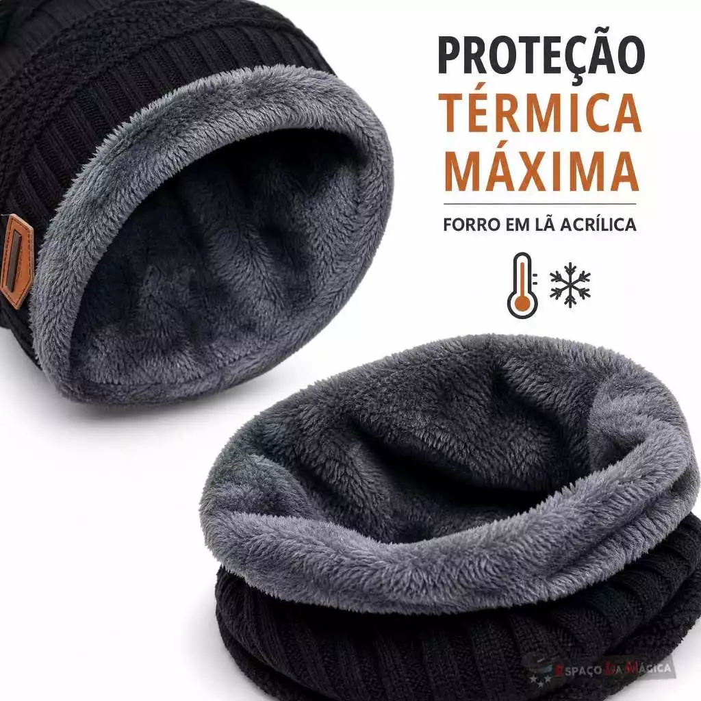 Kit Inverno Touca Gola e Luva Touch Proteção Completa Contra o Frio