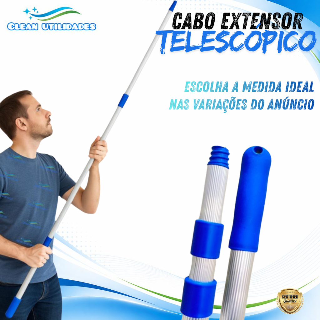 Cabo extensor telescópico New Clean - Linha Premium Profissional