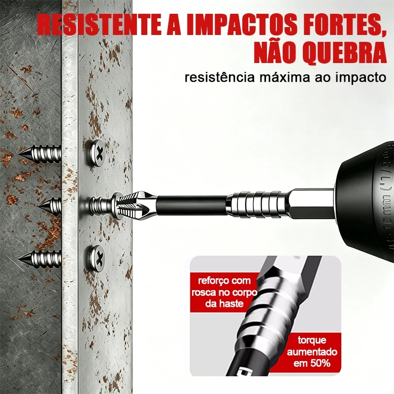 kit 9 bits ph2 philips magnéticos antiderrapantes, resistentes a impacto, liga s2 para parafusadeira de impacto