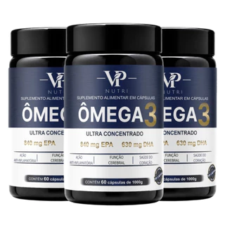 Kit Com 3 Ômega 3 Ultra Concentrado 1000mg 60 Cápsulas Vp Nutri