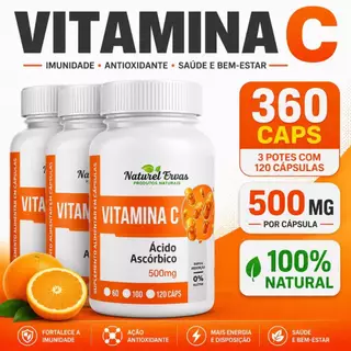 Vitamina C Puríssima 500mg com 120 cápsulas Natural