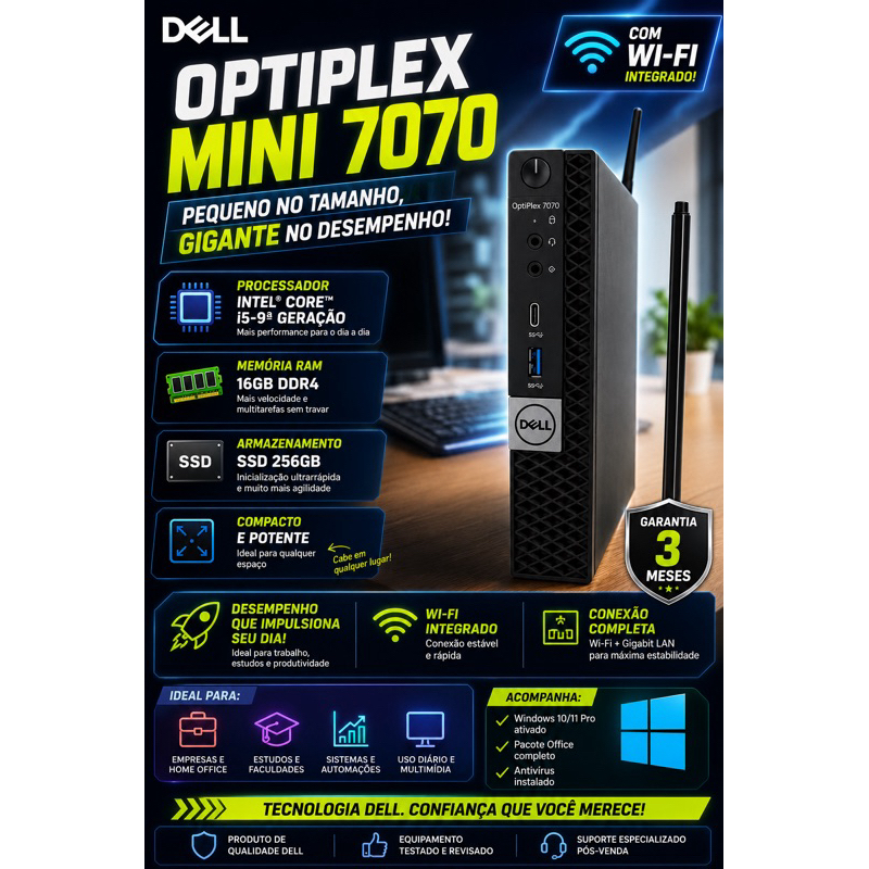 MINI PC DELL Optiplex Micro 7070 - Intel Core I5 9500T 16GB RAM