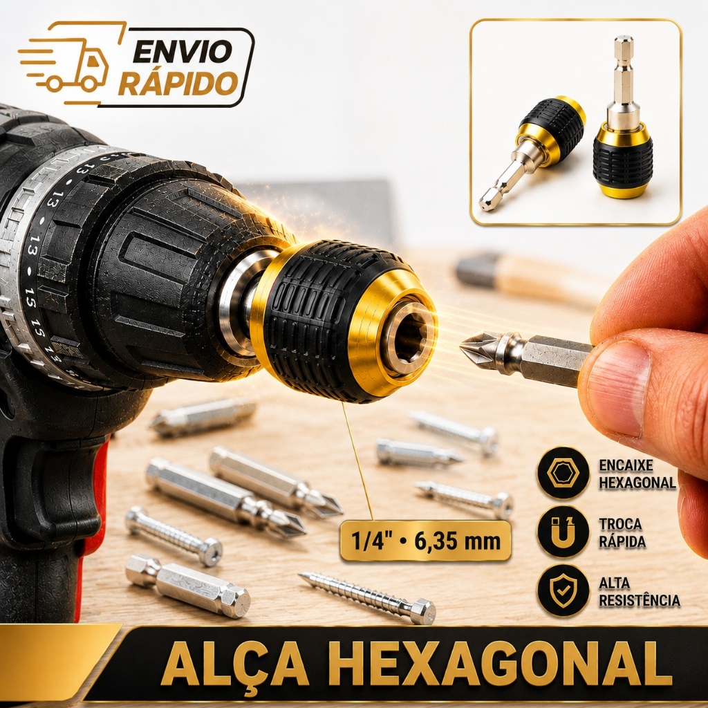 1 Pçs 1/4 Alça Hexagonal 60mm Haste Acoplamento Rápido 6.35mm Mandril ...