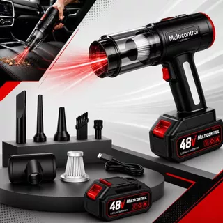 Aspirador De Pó Soprador Portatil 48v Bateria 3000mah Automotivo Turbo Sem Fio Para Casa e Carro
