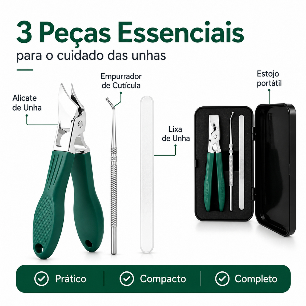 Alicate Profissional para Unhas Grossas e Encravadas Kit com Estojo