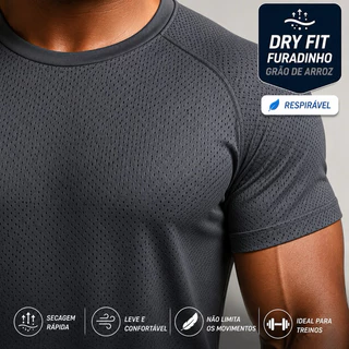 Kit 4 ou 3 Camisa Masculina Dry Fit Academia Treino Corrida Furadinha Respirável Secagem Rápida Antiodor