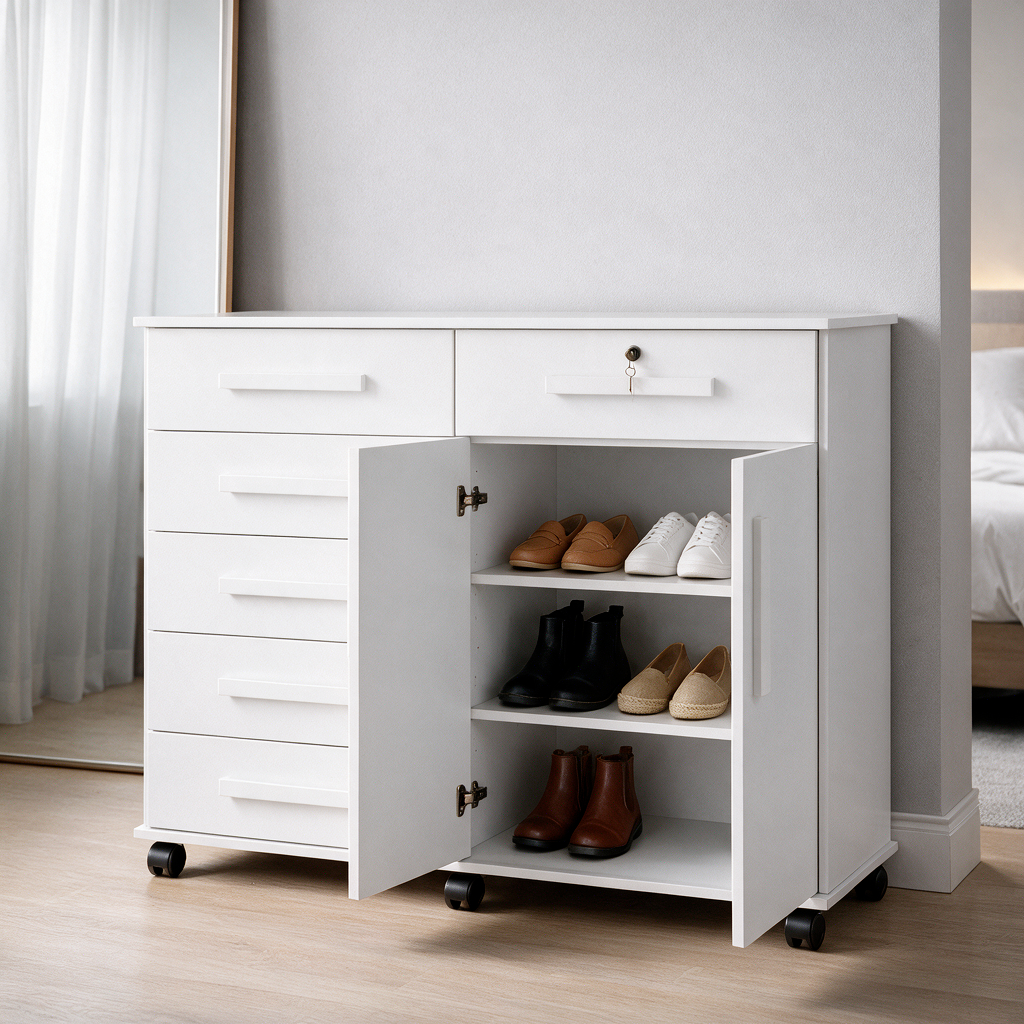 Cômoda Grande Gran Luxo com 6 Gavetas Amplas Rodízios Sapateira
