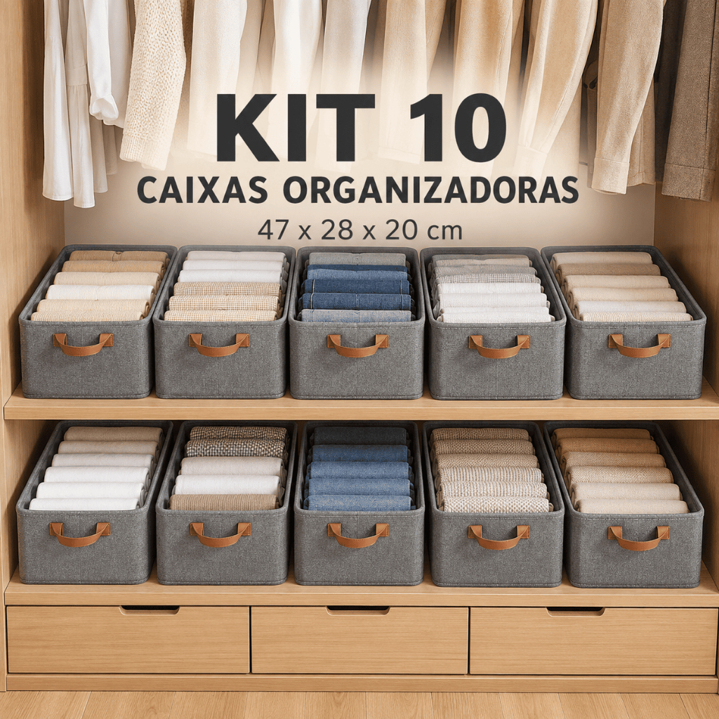 Kit 10 Caixa Organizadora Cesto Organizador de Roupas, Íntimas e Calças Toalhas Praticidade Organizadora Caixas
