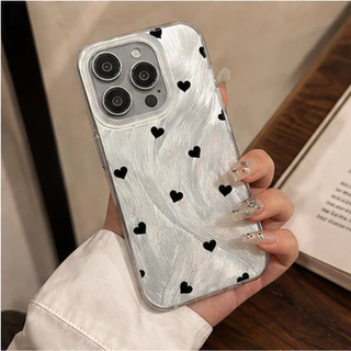 Capinha corações pretos iPhone 16 15 17 14 13 12 11 Pro Max iPhone 7 8 plus Anti-impacto Capa