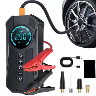 Inflador Portátil Multi-função 8000 mAh - Power Bank, Auxiliar de Partida e Calibrador de Pneus