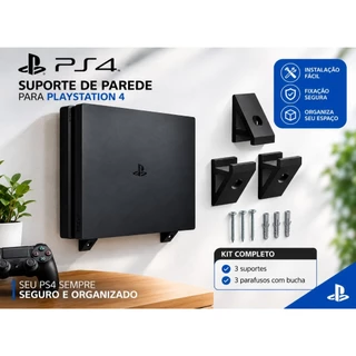 Suporte Parede Playstation 4 Fat Ps4 Fat (mais Reforçado) Preto